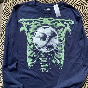 Old Navy NWT Blue Soccer long sleeve skeleton L 10 12